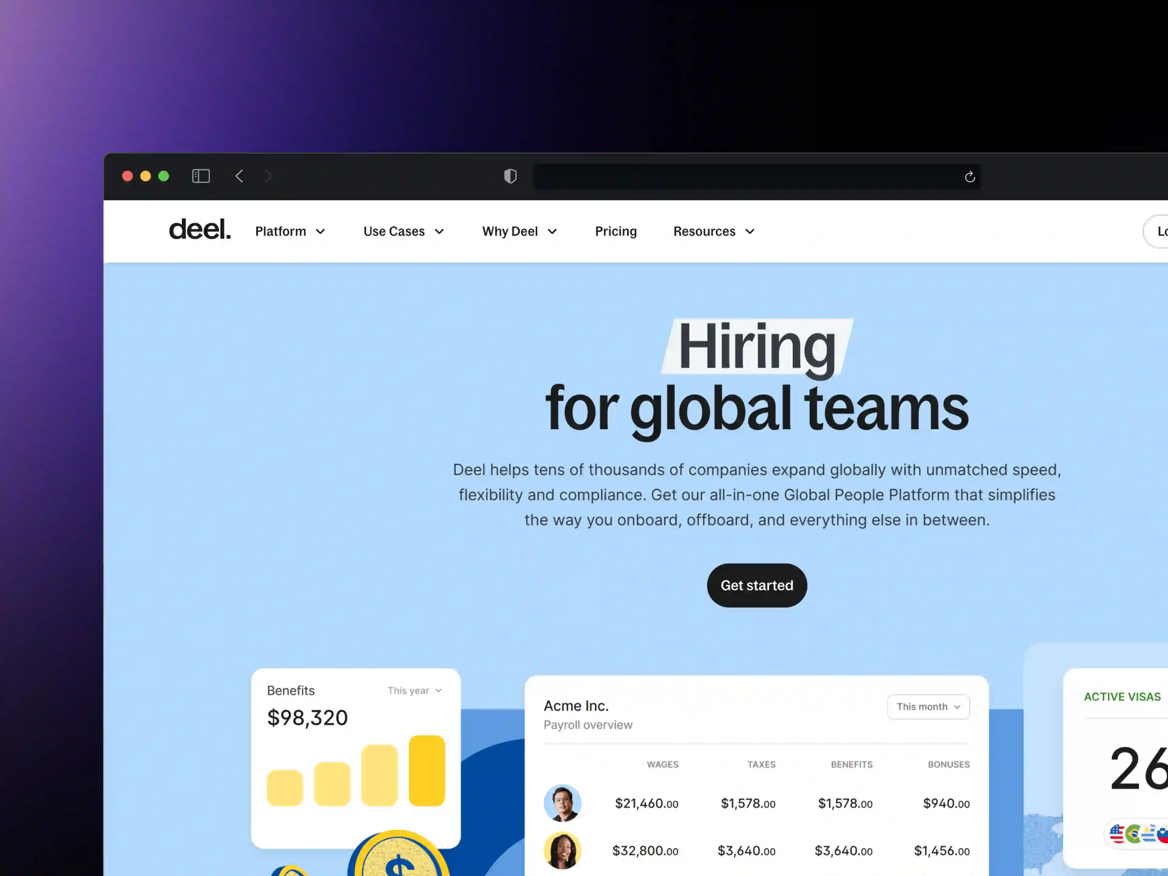 Deel company landing page